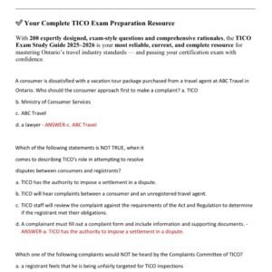 TICO EXAM 2025-2026 ACTUAL EXAM AND PRACTICE EXAM 200 QUESTIONS AND CORRECT VERIFIED ANSWERS) |ALREADY GRADED A+ - Image 2