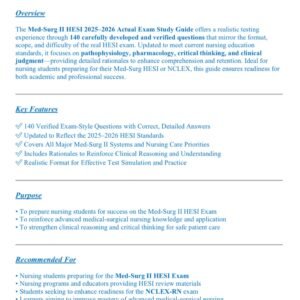 MED-SURG II HESI 2025-2026 ACTUAL EXAM 140 QUESTIONS AND CORRECT VERIFIED ANSWERS) |AGRADE