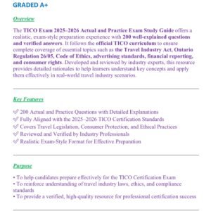 TICO EXAM 2025-2026 ACTUAL EXAM AND PRACTICE EXAM 200 QUESTIONS AND CORRECT DETAILED ANSWERS |ALREADY GRADED A+