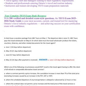 TICO EXAM 2025-2026 ACTUAL EXAM AND PRACTICE EXAM 200 QUESTIONS AND CORRECT DETAILED ANSWERS |ALREADY GRADED A+ - Image 2