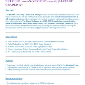 TICO EXAM 2025-2026 ACTUAL EXAM AND PRACTICE EXAM 100 QUESTIONS AND CORRECT DETAILED ANSWERS (VERIFIED ANSWERS) |ALREADY GRADED A+