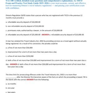 TICO EXAM 2025-2026 ACTUAL EXAM AND PRACTICE EXAM 100 QUESTIONS AND CORRECT DETAILED ANSWERS (VERIFIED ANSWERS) |ALREADY GRADED A+ - Image 2