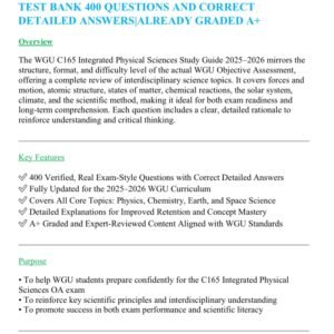 WGU C165 OA EXAM INTEGRATED PHYSICAL SCIENCES OA 2025-2026 ACTUAL EXAM QUESTION TEST BANK 400 QUESTIONS AND CORRECT DETAILED ANSWERS|ALREADY GRADED A+