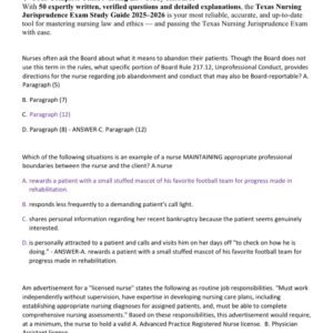 TEXAS NURSING JURISPRUDENCE EXAM 2025/2026 LATEST 50 QUESTIONS AND ANSWERS ALREADY GRADED A+ - Image 2
