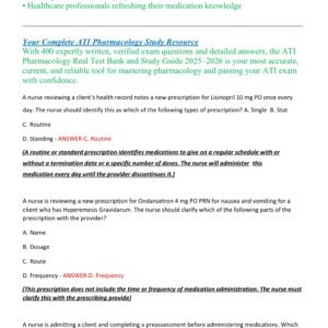 ATI PHARMACOLOGY REAL TEST BANK EXAM AND STUDY GUIDE 400 QUESTIONS AND CORRECT ANSWERS NEWEST 2025-2026 LATEST//ALREADY GRADED A+ - Image 2