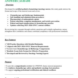 CPHON CHEMO RENEWAL EXAM LATEST 2025-2026 ACTUAL EXAM 100 QUESTIONS AND CORRECT ANSWERS |AGRADE
