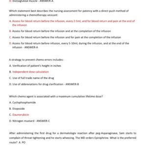 CPHON CHEMO RENEWAL EXAM LATEST 2025-2026 ACTUAL EXAM 100 QUESTIONS AND CORRECT ANSWERS |AGRADE - Image 2