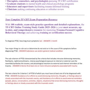 TF-CBT ONLINE TRAINING EXAM LATEST 2025-2026 ACTUAL EXAM 100 QUESTIONS AND CORRECT VERIFIED ANSWERS) |ALREADY GRADED A - Image 2