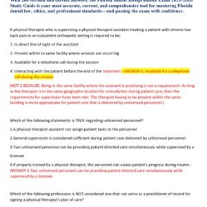 FLORIDA DENTAL JURISPRUDENCE LATESTEXAM VERSION AND STUDY GUIDE 2025-2026 ACTUAL EXAM 200 QUESTIONS AND CORRECT DETAILED ANSWERS|ALREADY GRADED A - Image 2