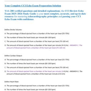 CCI REVIEW ECHO EXAM 2025-2026 ACTUAL COMPLETE EXAM AND PRACTICE EXAM 200 QUESTIONS AND CORRECT DETAILED ANSWERS |ALREADY GRADED A+ - Image 4
