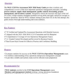 WGU C215 PRE ASSESSMENT EXAM 2025-2026 ACTUAL EXAM 70 QUESTIONS AND CORRECT DETAILED ANSWERS |ALREADY GRADED A+|| EXCELLENT TOOL FOR STUDYING WGU C215 OA EXAM