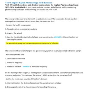 KAPLAN PHARM EXAM 2025-2026 ACTUAL EXAM 85 QUESTIONS AND CORRECT ANSWERS (VERIFIED ANSWERS) | ALREADY GRADED A+ - Image 2