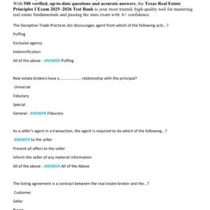 TEXAS PRINCIPLES 1 EXAM 2025-2026 TEST BANK ACTUAL EXAM 500 QUESTIONS AND CORRECT ANSWERS |ALREADY GRADED A+ - Image 2