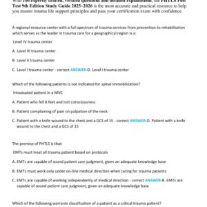 PHTLS POST TEST 9TH EDITION LATEST 2025-2026 ACTUAL EXAM 100 QUESTIONS AND CORRECT DETAILED ANSWERS | ALREADY GRADED A+ - Image 2