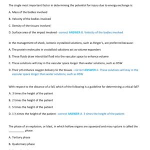 PHTLS POST TEST 9TH EDITION LATEST 2025-2026 ACTUAL EXAM 100 QUESTIONS AND CORRECT DETAILED ANSWERS | ALREADY GRADED A+ - Image 5