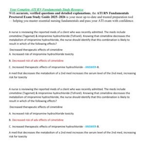 ATI RN FUNDAMENTALS PROCTORED EXAM 2025- 2026 EXAM AND GUIDE COMPLETE EXAM QUESTIONS AND ANSWERS) |ALREADY GRADED A+ - Image 2