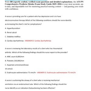 ATI PN COMPREHENSIVE PREDICTOR RETAKE 2025-2026ACTUAL EXAM ALL 180 QUESTIONS AND CORRECT DETAILED ANSWERS (VERIFIED ANSWERS) |ALREADY GRADED A+ - Image 2