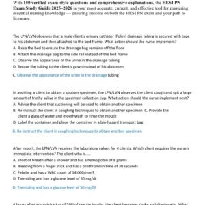 HESI PN EXAM 2025-2026 ACTUAL EXAM 150 REAL QUESTIONS AND CORRECT DETAILED VERIFIED ANSWERS) |ALREADY GRADED A+ - Image 2