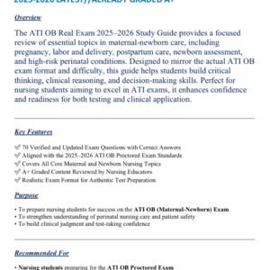 ATI-OB REAL EXAM 70 QUESTIONS AND CORRECT ANSWERS 2025-2026 LATEST//ALREADY GRADED A+ - Image 1