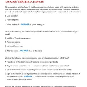 PHTLS POST TEST 9TH EDITION LATEST 2025-2026 VERSION WITH 100 QUESTIONS AND CORRECT ANSWERS| VERIFIED ANSWERS - Image 1