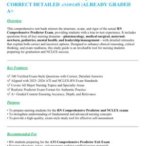 RN COMPREHENSIVE PREDICTOR TEST BANK EXIT EXAM 2025-2026 EXAM ALL 340 QUESTIONS AND CORRECT DETAILED ANSWERS |ALREADY GRADED A+ - Image 1