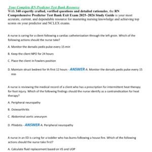 RN COMPREHENSIVE PREDICTOR TEST BANK EXIT EXAM 2025-2026 EXAM ALL 340 QUESTIONS AND CORRECT DETAILED ANSWERS |ALREADY GRADED A+ - Image 2