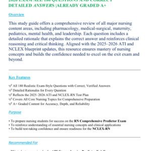RN COMPREHENSIVE PREDICTOR EXIT EXAM 2025- 2026 EXAM ALL 180 QUESTIONS AND CORRECT DETAILED ANSWERS |ALREADY GRADED A+ - Image 1