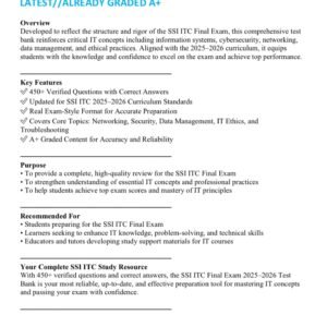 SSI ITC FINAL EXAM TEST BANK ACTUAL EXAM 450+ QUESTIONS AND CORRECT ANSWERS 2025-2026 LATEST//ALREADY GRADED A+