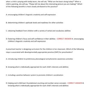 ILTS 206 EARLY CHILDHOOD EDUCATION ACTUAL EXAM WITH 80 QUESTIONS AND 100% CORRECT VERIFIED ANSWERS/ ILTS CONTENT 206 EXAM PREP LATEST 2025-2026 (BRAND NEW!!) - Image 3