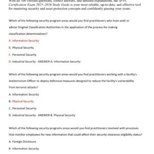 SFPC CERTIFICATION EXAM 2025-2026 /SECURITY ASSET PROTECTION PROFESSIONAL CERTIFICATION ACTUAL EXAM 100 QUESTIONS AND CORRECT DETAILED ANSWERS |AGRADE - Image 2
