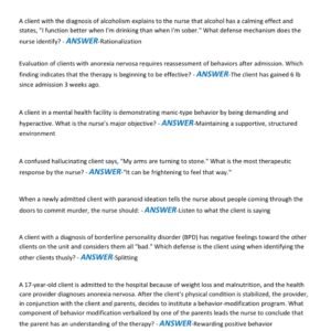 PSYCHIATRIC MENTAL HEALTH EXAM LATEST 2025- 2026 COMPLETE EXAM 250 QUESTIONS AND CORRECT DETAILED ANSWERS|ALREADY GRADED A+ - Image 4