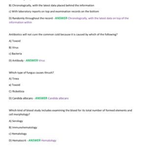 AMCA MEDICAL ASSISTANT CERTIFICATION FINAL EXAM 2025-2026 ACTUAL EXAM 200 QUESTIONS AND CORRECT DETAILED ANSWERS |ALREADY GRADED A+ - Image 2