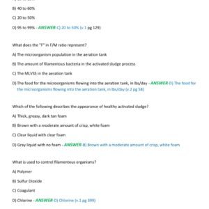WASTEWATER TREATMENT OPERATOR {test 2&3} CERTIFICATION EXAM 2025-2026 ACTUAL EXAM 160 QUESTIONS AND CORRECT DETAILED ANSWERS |ALREADY GRADED A+ - Image 2