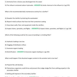 WASTEWATER TREATMENT OPERATOR {test 2&3} CERTIFICATION EXAM 2025-2026 ACTUAL EXAM 160 QUESTIONS AND CORRECT DETAILED ANSWERS |ALREADY GRADED A+ - Image 4