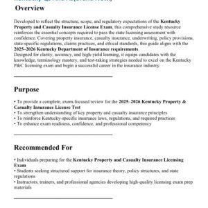 Kentucky Property and Casualty Insurance License Test 2025-2026With 120 Exam Prep Questions And Correct Verified ANSWERs/ Property And Casualty Exam 2025 Kentucky Qs And As(Brand New!)