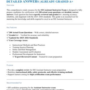SSI ASSISTANT INSTRUCTOR EXAM 2025-2026 ACTUAL EXAM 200 QUESTIONS AND CORRECT DETAILED ANSWERS |ALREADY GRADED A+