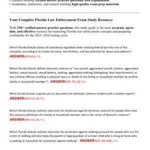 TCC PTLEA FDLE SOCE CPO EXAM LATEST 2025-2026 ACTUAL EXAM TEST BANK 250+ QUESTIONS AND CORRECT (VERIFIED ANSWERWERS) |ALREADY GRADED A+ - Image 2