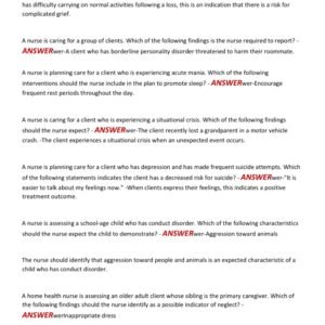 ATI RN MENTAL HEALTH PROCTORED 2025-2026/ RN MENTAL HEALTH ATI PROCTORED EXAM 120 QUESTIONS AND CORRECT ANSWERS)|ALREADY GRADED A+ - Image 3