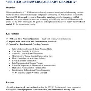 ATI RN FUNDAMENTALS PROCTORED EXAM 2025-2026EXAMS 100 QUESTIONS AND CORRECT VERIFIED ANSWERWERS) |ALREADY GRADED A+