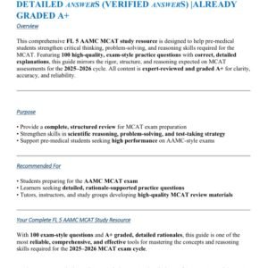 FL 5 AAMC MCAT EXAM LATEST 2025-2026 ACTUAL EXAM ALL 100 QUESTIONS AND CORRECT DETAILED ANSWERS (VERIFIED ANSWERS) |ALREADY GRADED A+