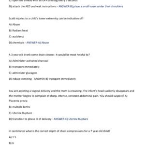OB/PEDIATRIC EMT FISDAP EXAM 2 LATEST VERSIONS (VERSION A & B) 2025-2026 ACTUAL EXAM 250 QUESTIONS AND CORRECT ANSWERS |ALREADY GRADED A+ - Image 3