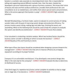 WGU C215 OPERATIONS MANAGEMENT OBJECTIVE ASSESSMENT 2026-2027 LATEST EXAM WITH 200 ACTUAL EXAM QUESTIONS AND CORRECT ANSWERS GRADED A+ / WGU C215 OA LATEST EXAM 2026 - Image 3