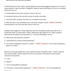 HESI RN MENTAL HEALTH EXAM 2026-2027 WITH 160 REAL EXAM QUESTIONS AND CORRECT ANSWERS ALREADY GRADED A+/ REAL RN MENTAL HEALTH EXAM 2026/2027 EXAM QUESTIONS AND ANSWERS(NEW!!) - Image 2