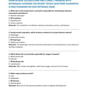 Canadian National Institute of Health (CNIH) Entrance 2025|2026 EXAM REVIEW 150 QUESTIONS AND CORRECT ANSWERS WITH RATIONALES COVERING THE RECENT TESTED QUESTIONS GUARANTEE A HIGH PASSMARK ON CNIH ENTRANCE EXAM