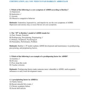 BARKLEY 3P ADHD ACTUAL EXAM 2025-2026 – 150 MOST TESTED QUESTIONS AND CORRECT ANSWERS WITH DETAILED RATIONALES FOR FNP CERTIFICATION| ALL YOU NEED TO PASS BARKLEY ADHD EXAM