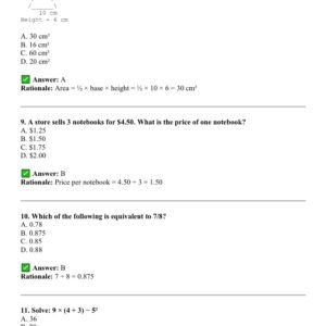 ATI TEAS MATHEMATICS ACTUAL EXAM 150 QUESTIONS AND CORRECT ANSWERS WITH RATIONALES 2026 LATEST ALREADY GRADED A+ - Image 3