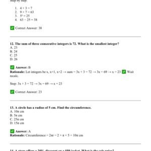 ATI TEAS MATHEMATICS ACTUAL EXAM 150 QUESTIONS AND CORRECT ANSWERS WITH RATIONALES 2026 LATEST ALREADY GRADED A+ - Image 4