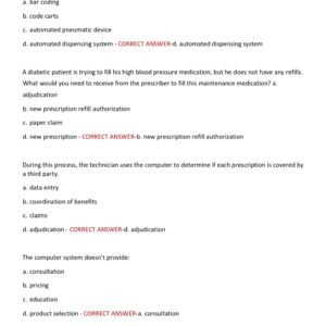 PTCB EXAM 2026/2027 ACTUAL EXAM TEST BANK WITH 200+ REAL EXAM QUESTIONS AND CORRECT ANSWERS (100% CORRECT ANSWERS) PTCB EXAM 2026-2027 (NEW!!) - Image 3