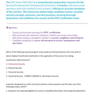SFPC EXAM 2026-2027 WITH 150 ACTUAL EXAM QUESTIONS AND CORRECT ANSWERS (VERIFIED ANSWERS) SECURITY FUNDAMENTALS PROFESSIONAL CERTIFICATION (SFPC) REAL EXAM (BRAND NEW!!)