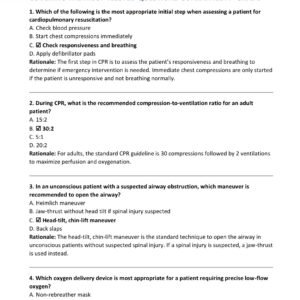 Cardiopulmonary Interventions (CPI) 2025|2026 EXAM REVIEW 150 QUESTIONS AND CORRECT ANSWERS WITH DETAILED RATIONALES COVERING THE MOST TEESTED QUESTIONS GUARANTEE A+ GRADE